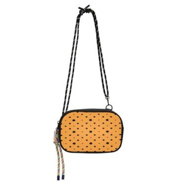 Imagem de STAYTOP Bolsa tiracolo pequena com bolinhas pretas laranja e carteira para celular para mulheres e homens, mini bolsa de viagem