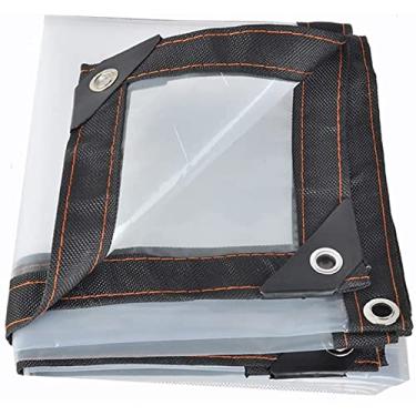 Imagem de Lona transparente à prova d'água transparente resistente com ilhós e 4 cordas capa transparente para estufa de plantas