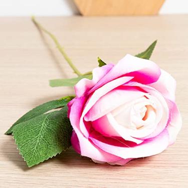 Imagem de NevStp 1 peça / 5 peças lindas flores artificiais de seda rosa casamento decoração de mesa para casa buquê longo organizar plantas falsas, B, 5, 5 peças
