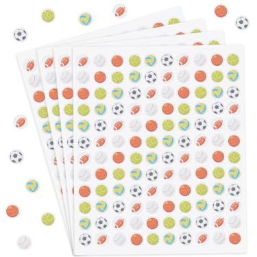 Imagem de SOFPLATE 20 folhas 2400 pçs adesivos de bola esportiva mini adesivo de futebol 13 mm pequeno redondo autoadesivo basquete rúgbi adesivos para agenda, scrapbooking, laptop, calendário, envelope