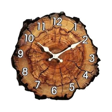 Imagem de WeiLaiKeQi Relógio de parede de madeira com numerais arábicos, estilo rústico, para decoração de bar, 30cm