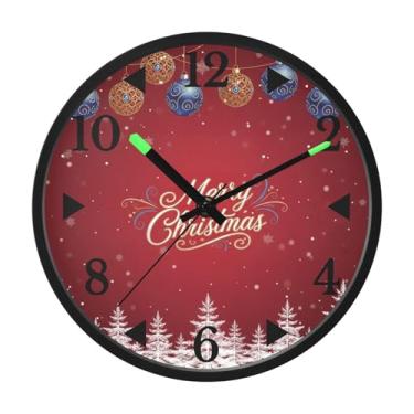 Imagem de STAYTOP Relógio de parede de LED Merry Christmas para quarto com brilho noturno, relógios de parede silenciosos de 30 cm para decoração de sala de estar, controle de som, relógio de parede moderno que
