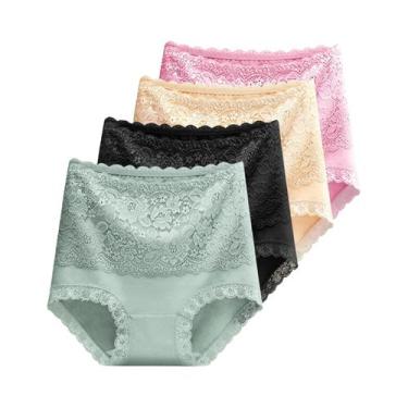 Imagem de Calcinhas De Renda De Cintura Alta Para Mulheres, Controle De Barriga,