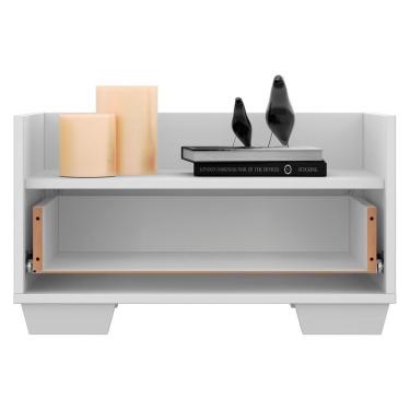 Imagem de Kit C/ 2 Mesas De Cabeceira 80 Cm C/ Pés Quadrados Branca