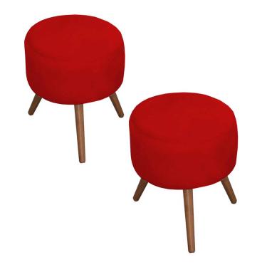 Imagem de Kit 2 Puffs Decorativos Milão Pé Palito Tecido Vermelho