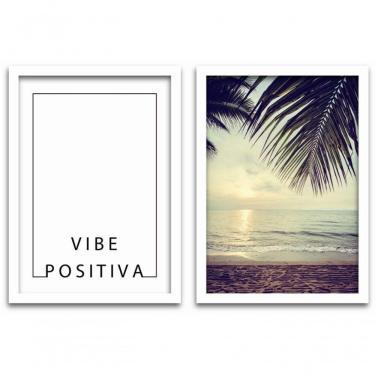 Imagem de Conjunto Quadros 2pçs 40X60 Vibe Positiva Moldura Branca