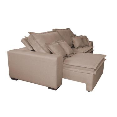 Imagem de Sofa Retrátil E Reclinável Com Molas Cama Inbox Premium 2,12m Tecido Em Linho Bege Escuro