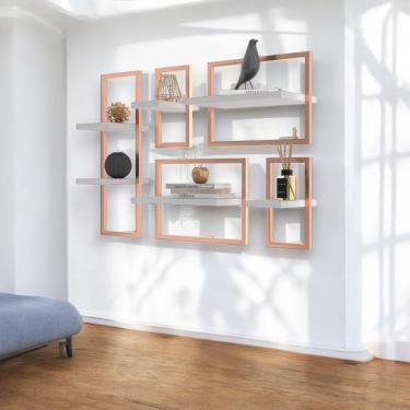 Imagem de Conjunto 6 Prateleiras Industrial Branco/cobre - Pleno