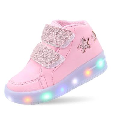 Imagem de Tênis Bota Calçado de LED Luz Pisca Estrela Rosa Pemania Menina-Feminino
