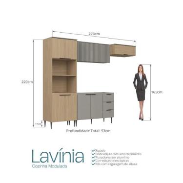 Imagem de Cozinha Lavinia 4 Pecas C/ Aereo Vidr E Aereo Geladeira Imperial/fume 