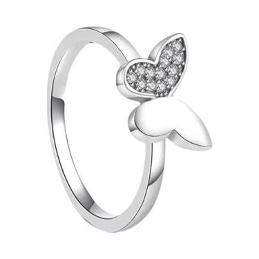 Imagem de Conjunto De Anéis De Casamento Em Prata Esterlina 925 Com Estrela E Fl