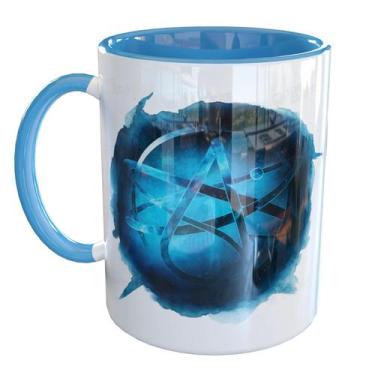 Imagem de Caneca Porcelana Ateu Simbolo Atomo Ateista - Pense Canecas, Azul Clar