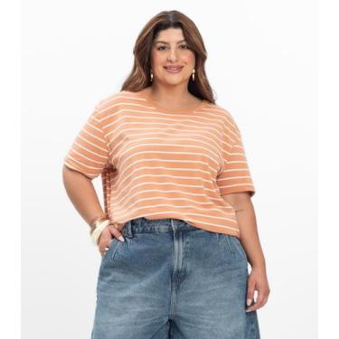 Imagem de Blusa Feminina Plus Size Gola Redonda Secret Glam Marrom, Plus G2, Mar