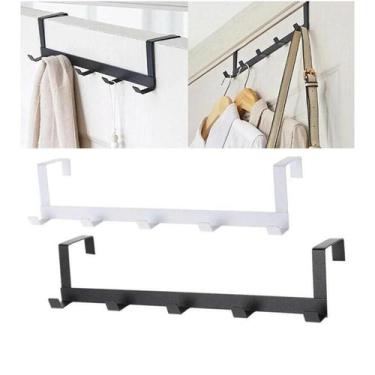 Imagem de Cabide Suporte Para Porta C/ 5 Ganchos Multiuso Branco - clink