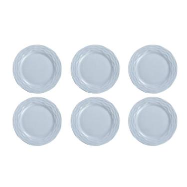 Imagem de Kit 6 Pratos Rasos Azul Vintage Ondas Germer Porcelana