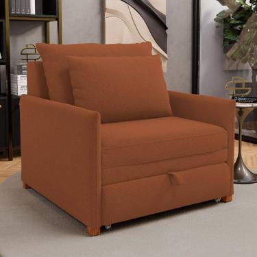 Imagem de Poltrona Retrátil Cama Solteiro 2 em 1 Zia Confortável e Funcional Bouclê Terracota - Desk Design