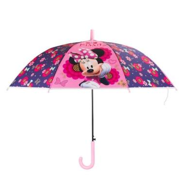 Imagem de Guarda Chuva Infantil Rosa Flores Minnie 68x80cm - Disney