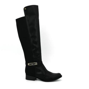Imagem de Bota Feminina Via Uno Original 050445 Cano Longo Casual Moda, 36, Pret