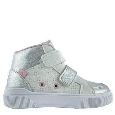 Imagem de Tênis Klin Menina Sky Metalizado Cano Longo 31704200, Branco, Prata, 3