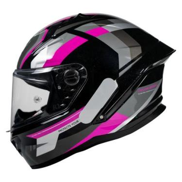 Imagem de Capacete moto gp tech pilot motion preto rosa brilho feminino, 56