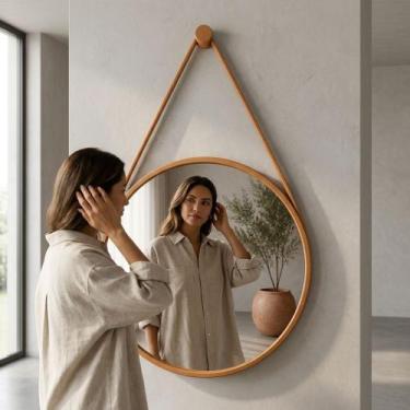 Imagem de Espelho Adnet 60cm Redondo Decorativo Com alça Com Suporte - ZYNEX, Ca