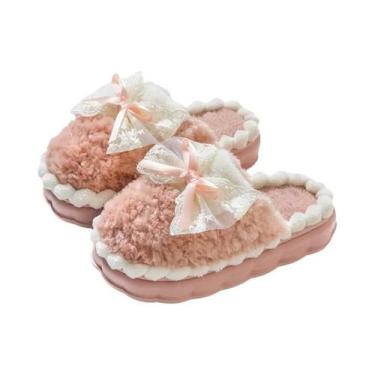 Imagem de Pantufas Femininas De Inverno Com Laço, Ultra Macias, Antiderrapantes,