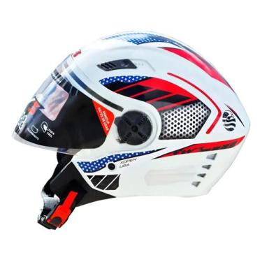 Imagem de Capacete Aberto FW3 X Open Paises Com viseria Cristal Cor:Branco EUATa