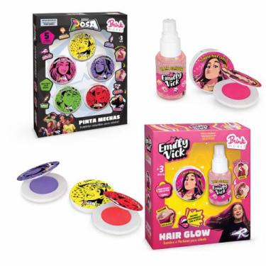 Imagem de Kit Pinta Mechas Dos Rosa + Hair Glow Emilly Vick Maquiagem Infantil C