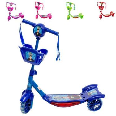 Imagem de Patinete Infantil Luz De Led 3 Rodas Cesto Música Menino Menina Crianç