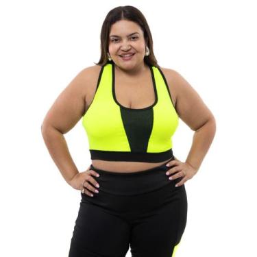 Imagem de Bermuda E top Nadador Com Bojo Plus Size Feminino Academia Costuras Re