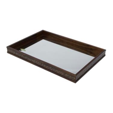 Imagem de Bandeja Woodart Coquinho de Madeira Marrom 37cm x 23cm x 5cm