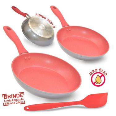 Imagem de 	Conjunto Kit Frigideiras Panelas Grande Antiaderente Ceramica 