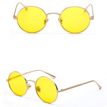 Imagem de Super Redondo Óculos de Sol Feminino Designer Moda Masculina Tons de Lente Verde Escuro UV400, Amarelo, China
