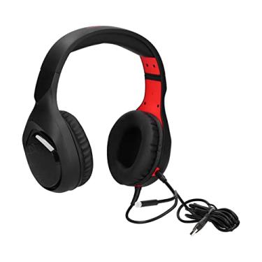 Imagem de Fones de ouvido para jogos, fones de ouvido para jogos sobre a orelha com microfone dobrável luz LED para laptop (sem plugue de 3,5 mm)