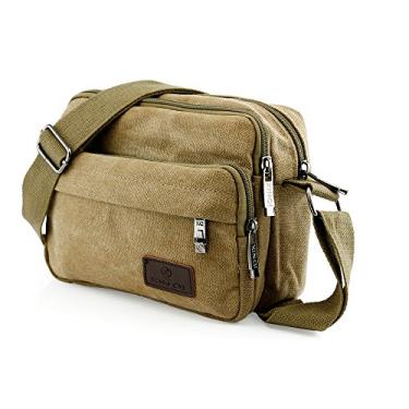 Imagem de (khaki) - GEARONIC TM Men Vintage Crossbody Canvas Messenger Shoulder Bag School Hiking Military Travel Satchel