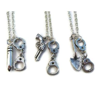 Imagem de Colares Partners in Crime, Conjunto de Melhores Amigos, Colar de Amizade, Presentes de BFF, Três Irmãs, Presentes de Irmandade, Joias de Algemas, Aniversário