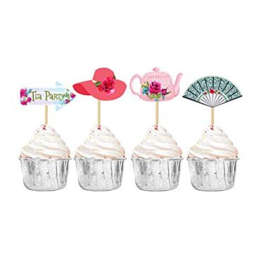 Imagem de Decorações de cupcake para festa de chá para chá de bebê chá de panela, chá de panela, festa de casamento, 24 peças