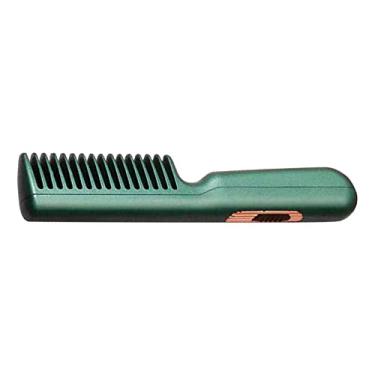 Imagem de Pente elétrico para alisar cabelo, pente alisador de cabelo USB de uso duplo leve multifuncional seguro para viagens para trabalho (verde)