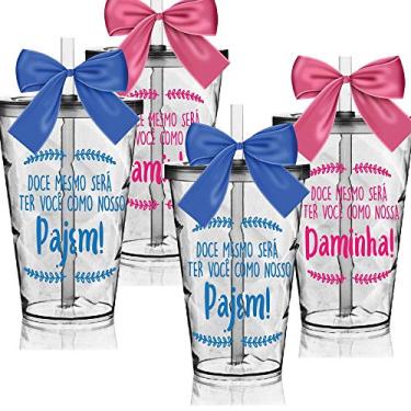 Imagem de 4 Copos Convite Twister com Laço Personalizados para Pajem e Daminha