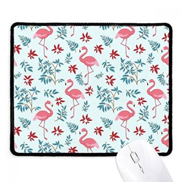 Imagem de Mousepad com estampa de flamingo, plantas tropicais, borda costurada, tapete de borracha para jogos