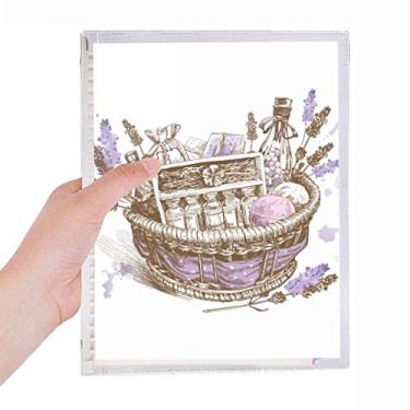 Imagem de Caderno de flores com pintura de plantas para presente, lavanda, folhas soltas, diário recarregável, artigos de papelaria