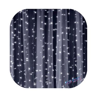 Imagem de Cortina 500 Led 4,0m x 2,2m Fixo Branco Frio Decor Festa Casa Natal 110V