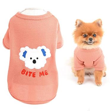 Imagem de SSMALLLEE_Lucky_Store Bite Me Camiseta de malha para cães pequenos gatos leve macia respirável filhote fantasia yorkie chihuahua primavera verão roupas, vermelho, P