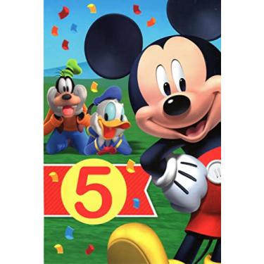 Imagem de Cartão de aniversário Happy 5th Fifth (5 anos) com Mickey Mouse, Pateta e Pato Donald: Mickey e a turma estão aqui para lhe desejar diversão de aniversário... Eles acham que você é realmente especial,