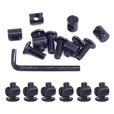 Imagem de Swpeet 25 peças de parafusos pretos M6 × 15 mm para berço, cabeça sextavada, parafuso para cama e barril com 1 chave Allen perfeita para móveis, berços, parafusos (M6 x 15 mm)