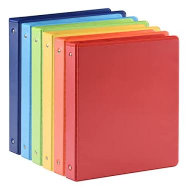 Imagem de Fichário de 3 anéis de 2,5 cm com 2 bolsos internos, fichários básicos de 2,5 cm para papel carta dos EUA 21 cm x 28 cm - fichários versáteis para uso no escritório, casa e escola, pacote com 6 (6