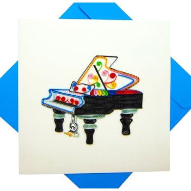 Imagem de Piano, Quilling Card 3D - Exclusivo dedicado feito à mão, cartão comemorativo para aniversário, dia dos namorados, dia das mães, primavera, dia dos pais, formatura, casamento, aniversário, obrigado,