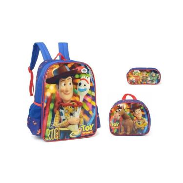 Imagem de Kit escolar toy story mochila costas + lancheira + estojo