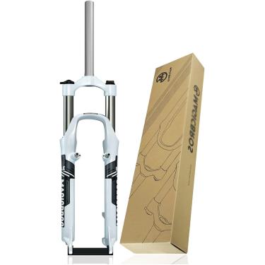 Imagem de Garfo de suspensão para mountain bike de 26 polegadas, garfos dianteiros para mountain bike de 100 mm, tubo reto de 1-1/8 ", disco de controle manual, freio V QR 9 mm, garfo de bicicleta, ci