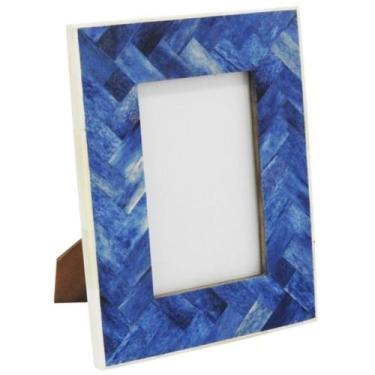 Imagem de Porta Retrato Osso E Resina Azul Design Moderno - Luxdécor